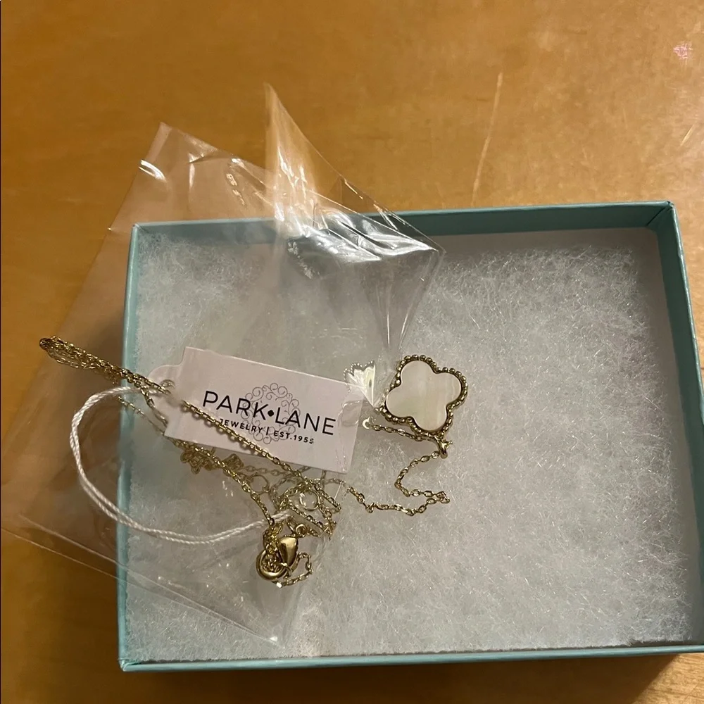 Park Lane jewelry gold toe necklace with mother of pearl type center - Picture 3 of 4